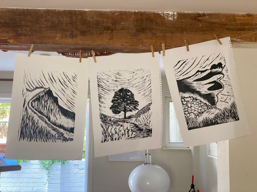 Three A3 relief prints